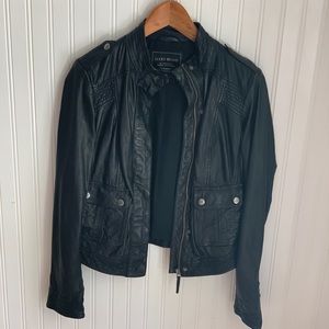 Lucky Brand black leather moto jacket XS